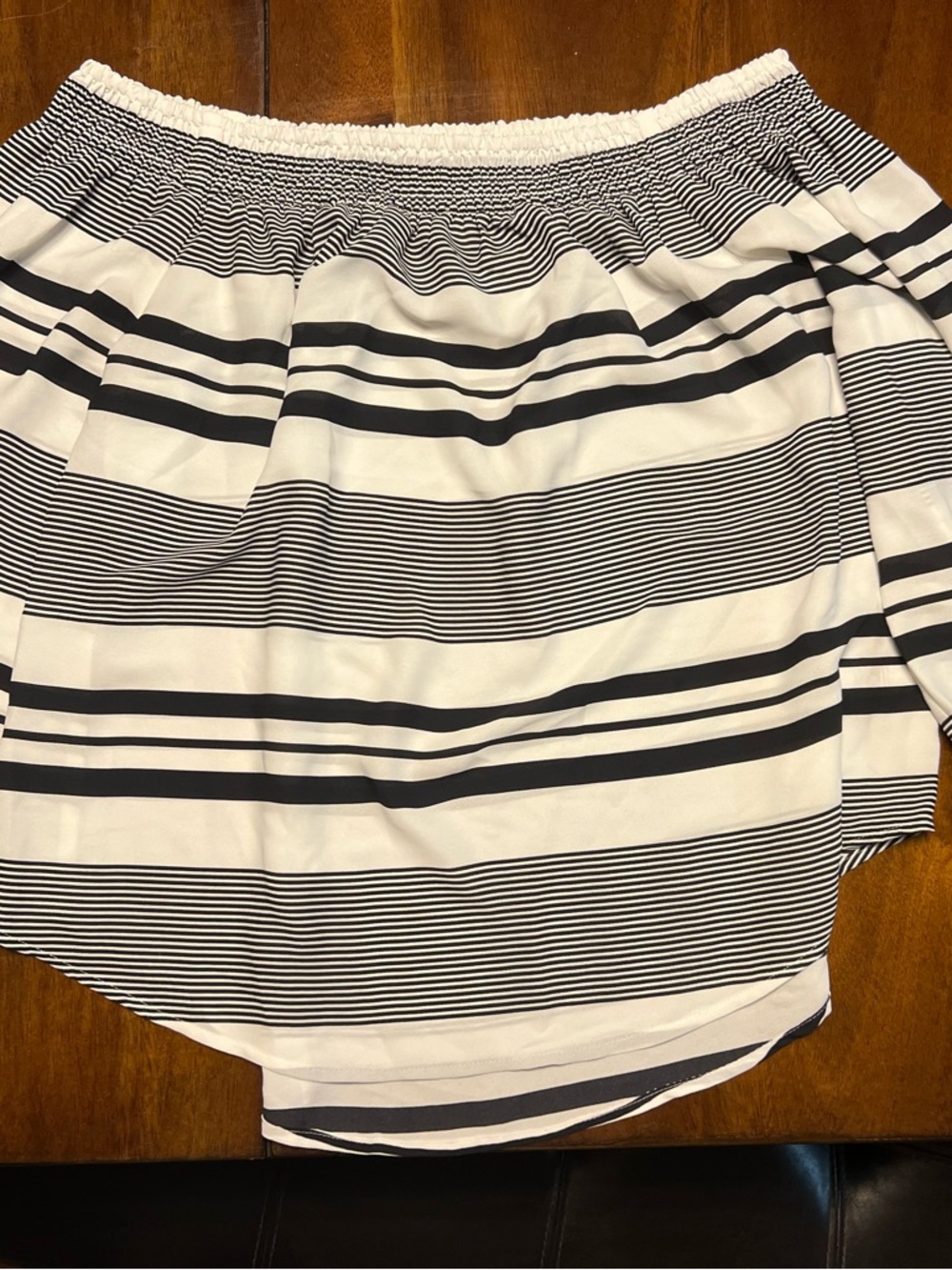Express Black and White High-Low Striped Skirt